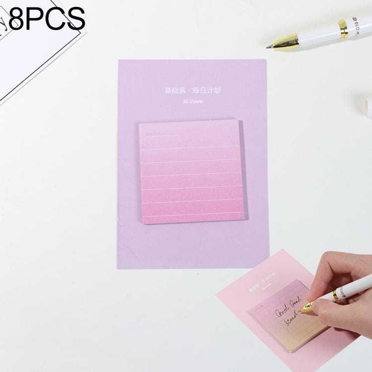8 PCS Rainbow Gradient Memo Pad Paper Sticky Notes Notepad Stationery  Daily plan