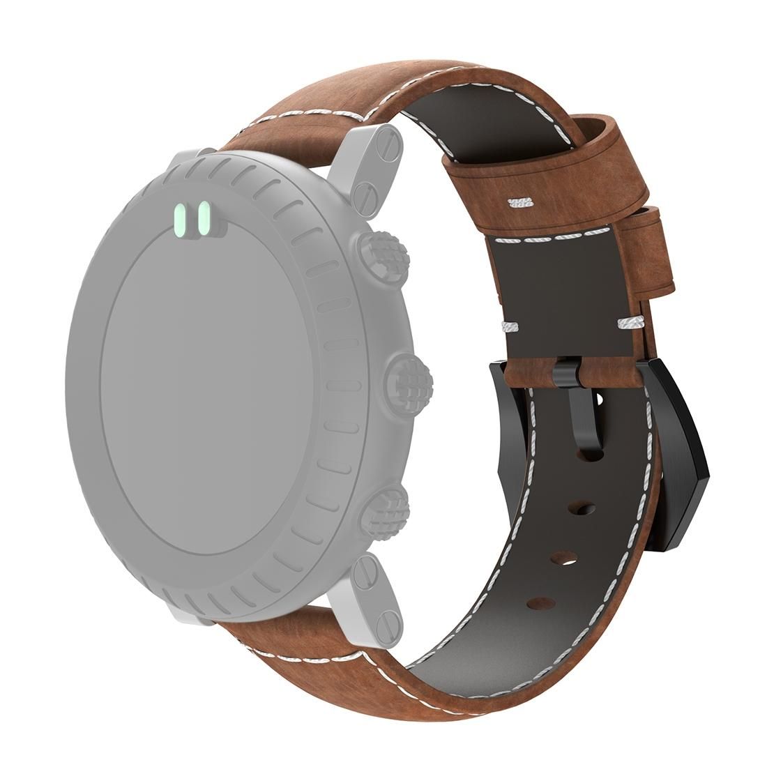 For Sunnto Black Core Series Crazy Horse Texture Genuine Leather Watch Bands, Width: 22mm (Brown)