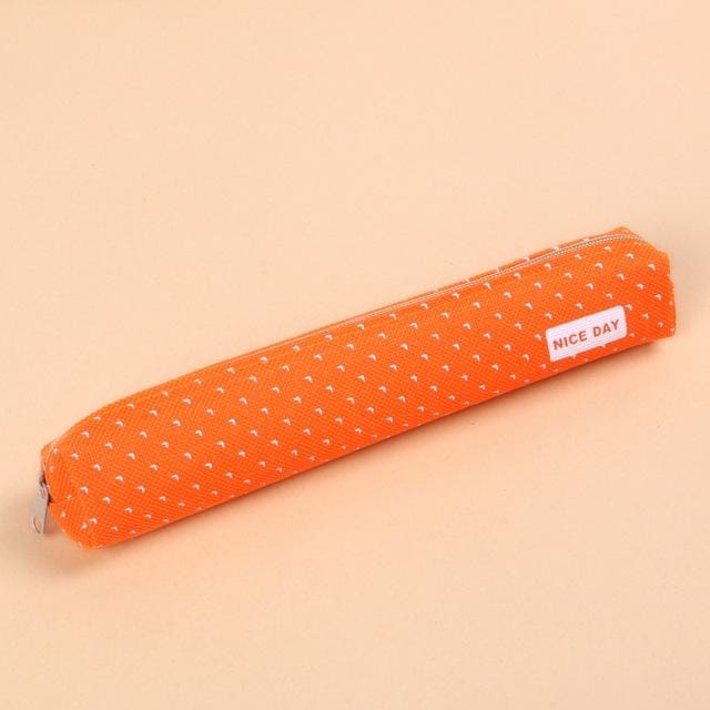 Kawaii Small Fresh Long Strips Candy Color Canvas Zipper Pencil Case (Blue)