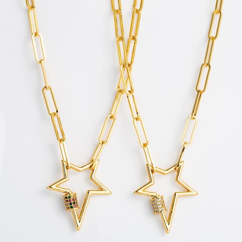 Women Fashion Star Pendant Copper Zircon Necklace (Color Zirconium)