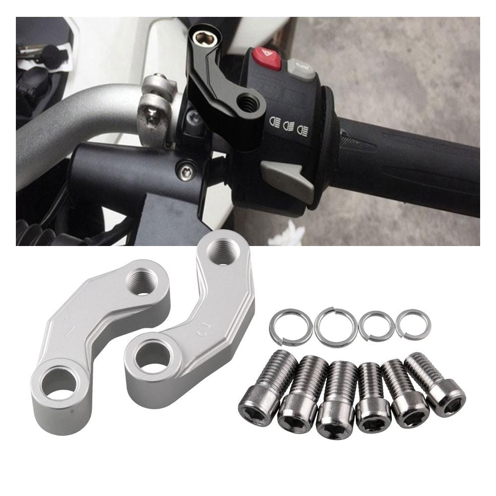 MB-MH029 Motorcycle Mirrors Riser Extension Brackets Adapter for BMW R1200GS LC (Silver)