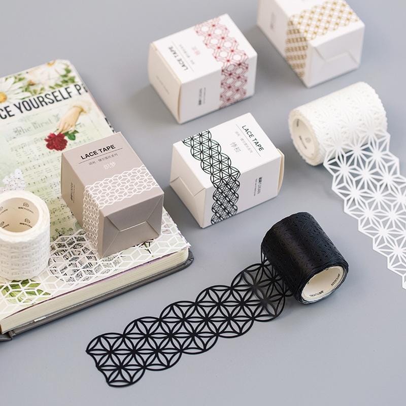 Paper Tape Hollow Lace Series Creative Simple Dreamy Diary DIY Decorative Stickers (Indigo)