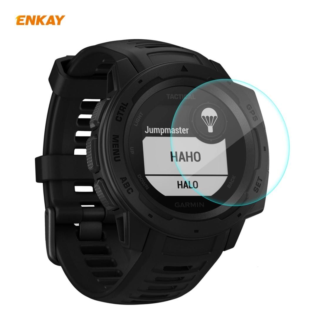 For Garmin Instinct Tactical ENKAY Hat-Prince 0.2mm 9H 2.15D Curved Edge Tempered Glass Screen Protector Watch Film