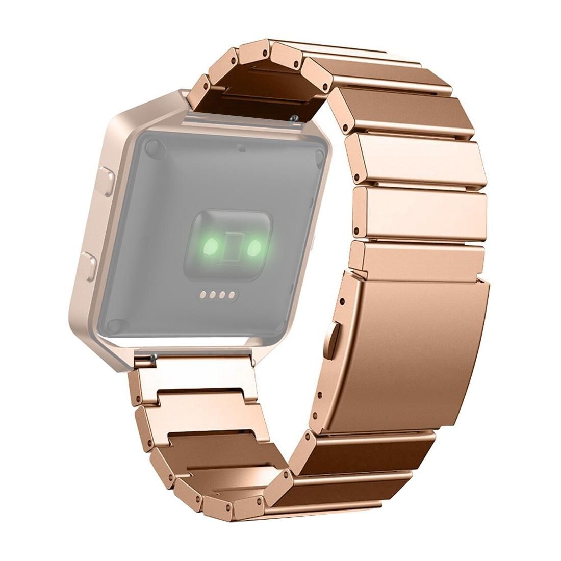 For Fitbit Blaze Watch Custom Butterfly Closure Stainless Steel Watchband (Rose Gold)