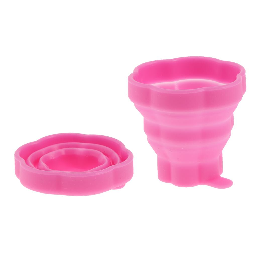 Portable Silicone Expandable Collapsible Travel Cup With Toothbrush Rose Red