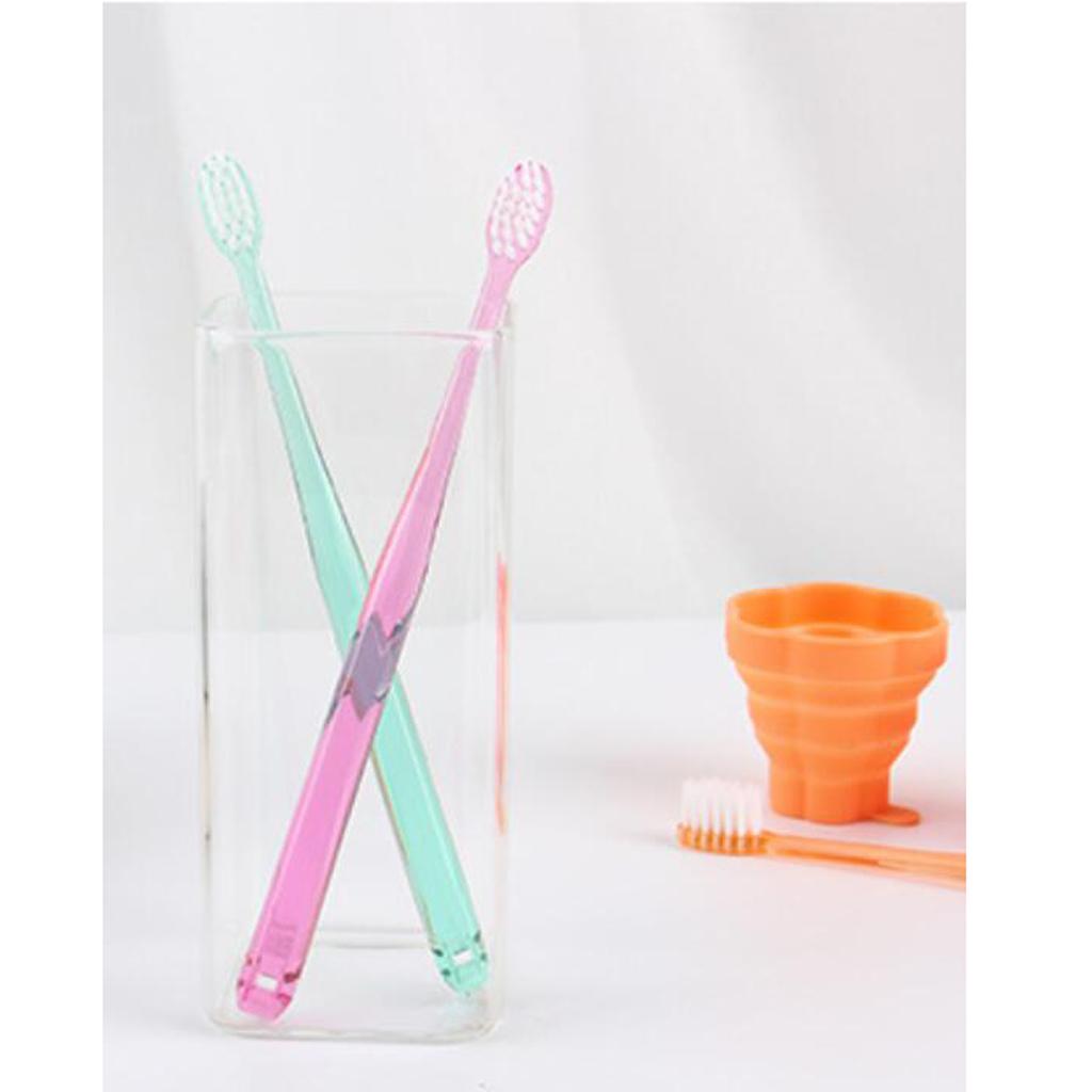 Portable Silicone Expandable Collapsible Travel Cup With Toothbrush Rose Red