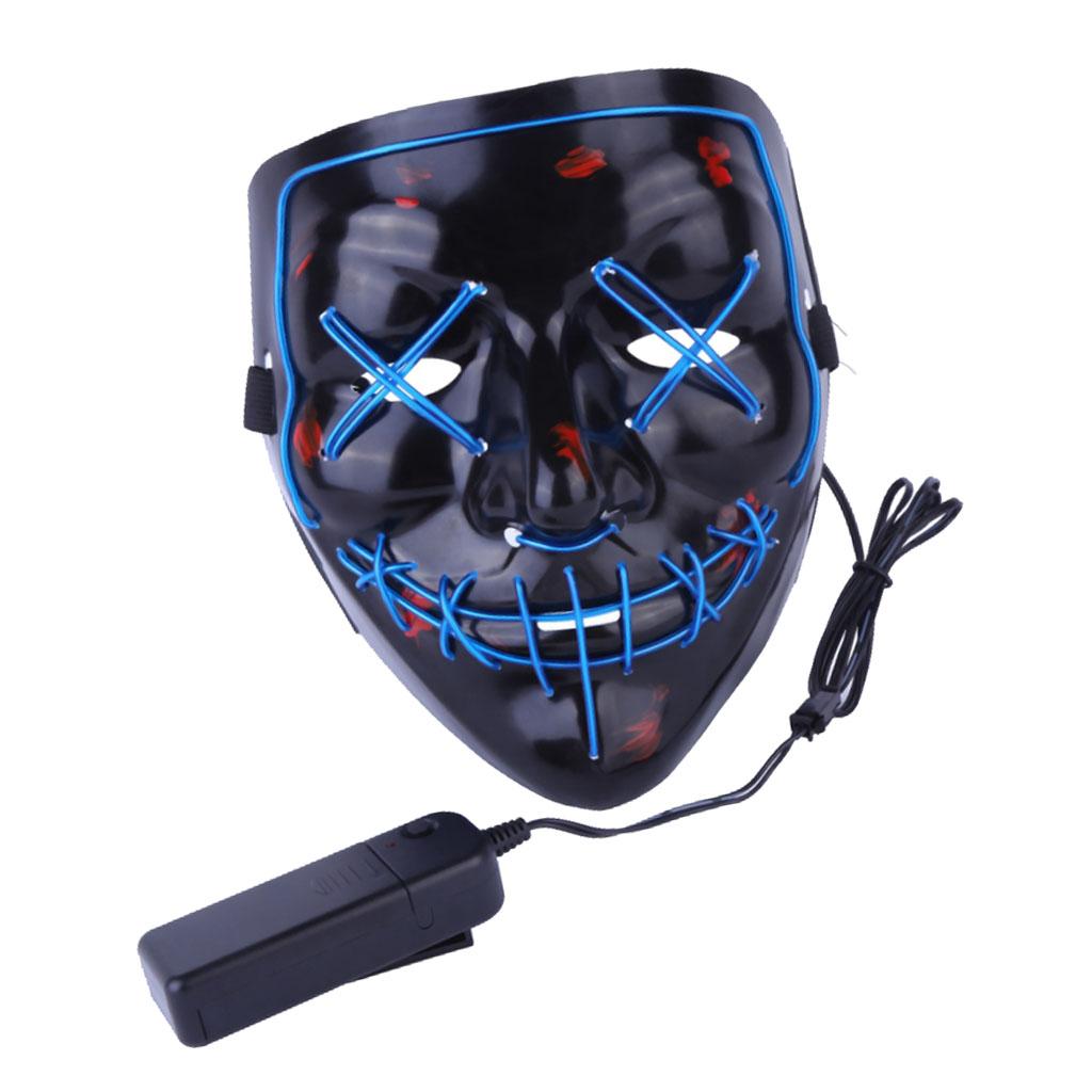 Halloween Skull Mask Led Costume Mask EL Wire Light Up Mask Blue