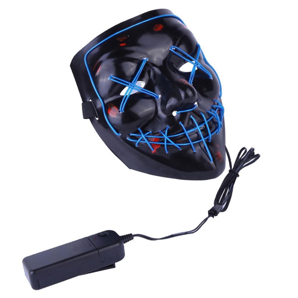 Halloween Skull Mask Led Costume Mask EL Wire Light Up Mask Blue