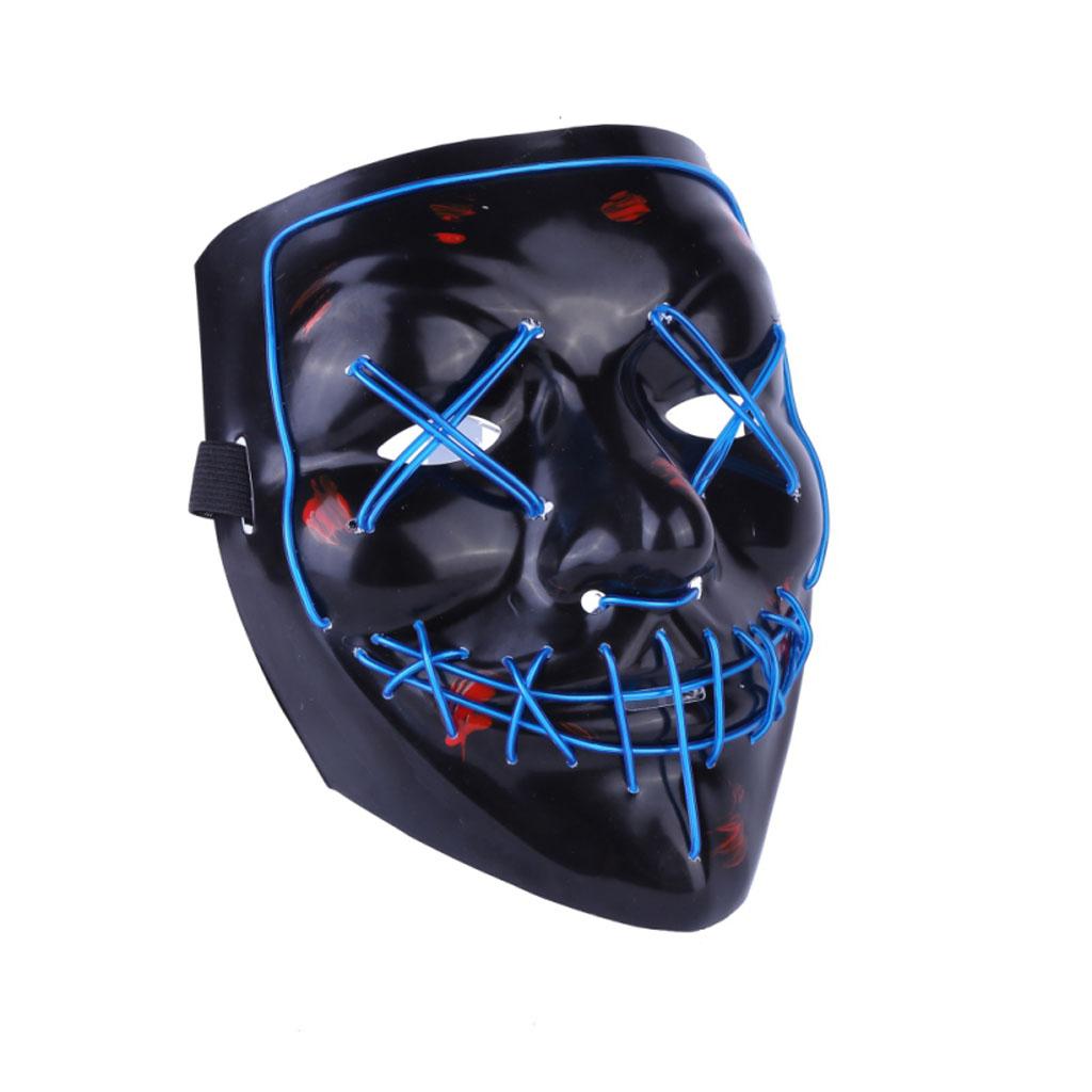 Halloween Skull Mask Led Costume Mask EL Wire Light Up Mask Blue