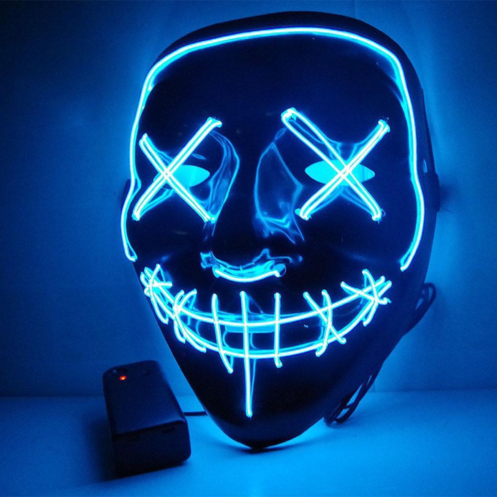 Halloween Skull Mask Led Costume Mask EL Wire Light Up Mask Blue