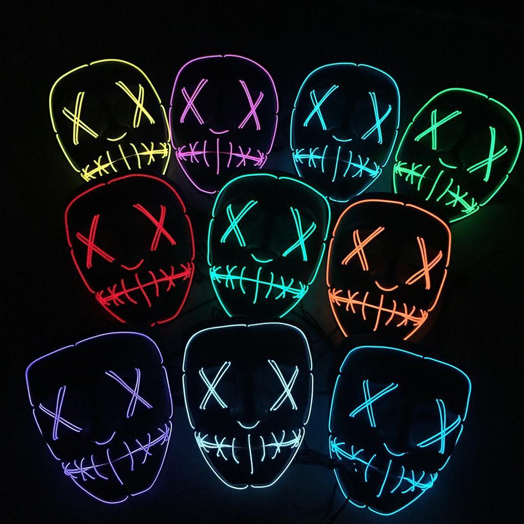Halloween Skull Mask Led Costume Mask EL Wire Light Up Mask Blue