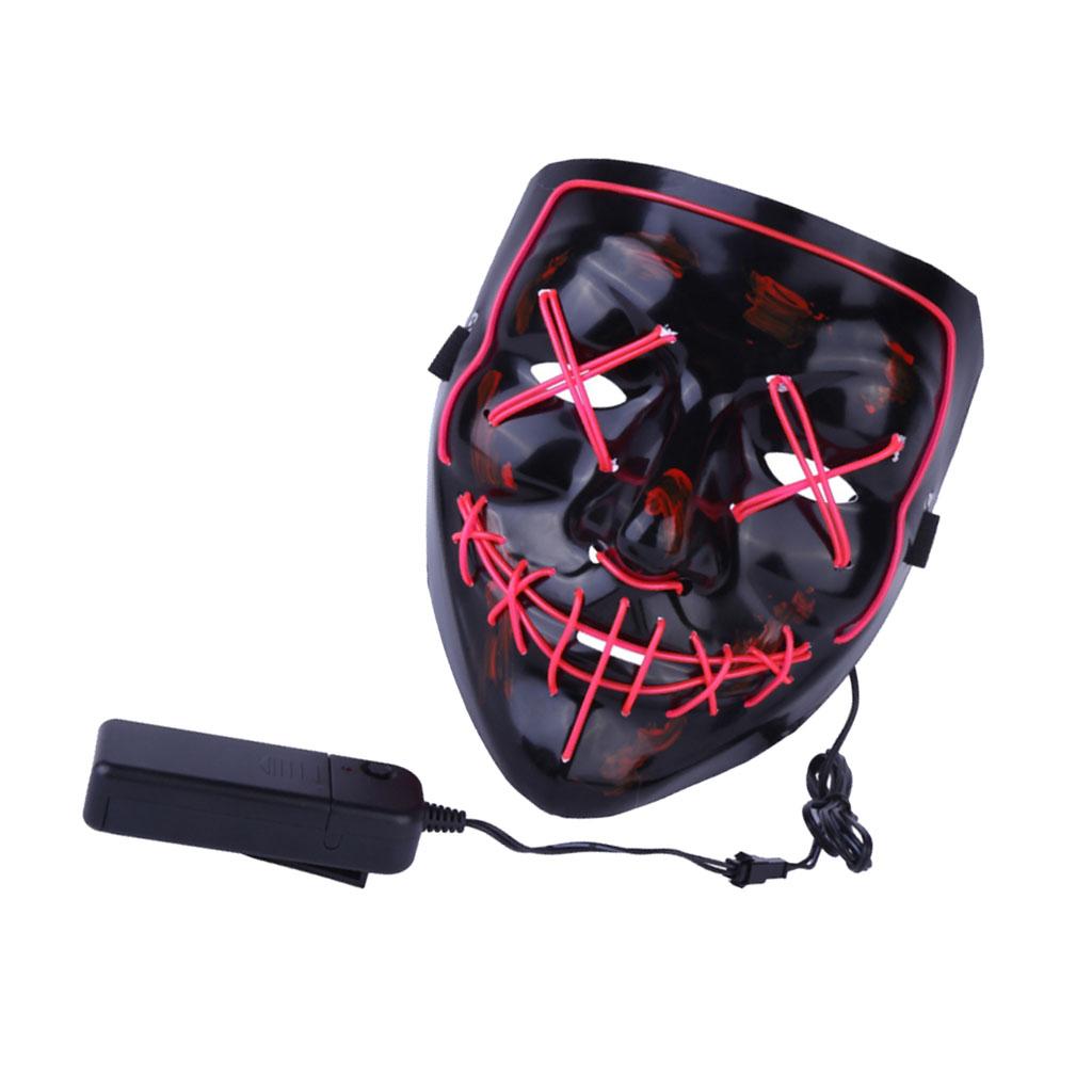 Halloween Skull Mask Led Costume Mask EL Wire Light Up Mask Pink