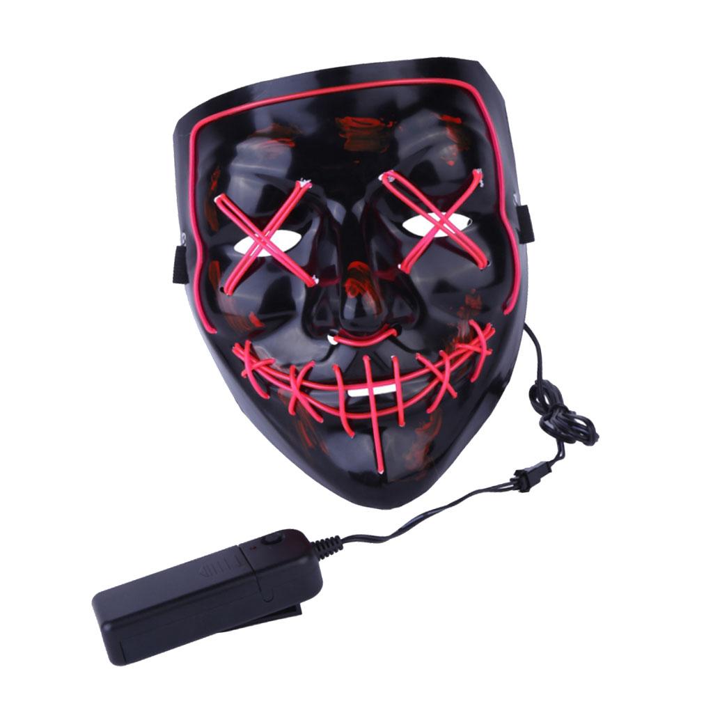Halloween Skull Mask Led Costume Mask EL Wire Light Up Mask Pink