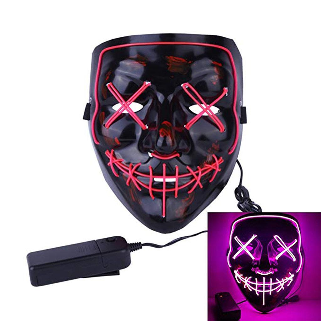 Halloween Skull Mask Led Costume Mask EL Wire Light Up Mask Pink