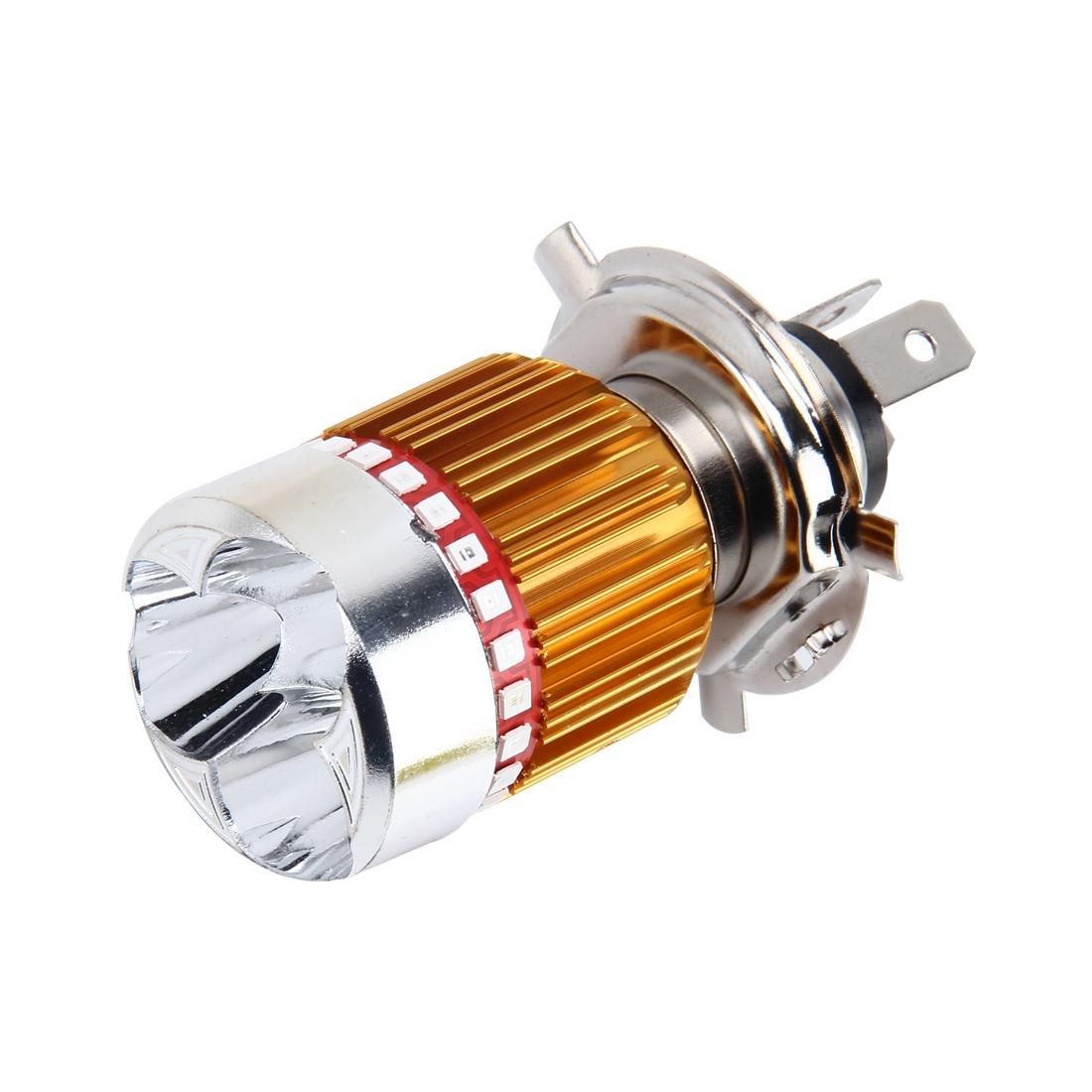 H4 9W 900 LM 6000K Static + Strobe Light Motorcycle Headlight Lamp with 3 COB White Light Lamps and Red Light+Pink Light+Blue Light LED Lamps, DC 12-30V