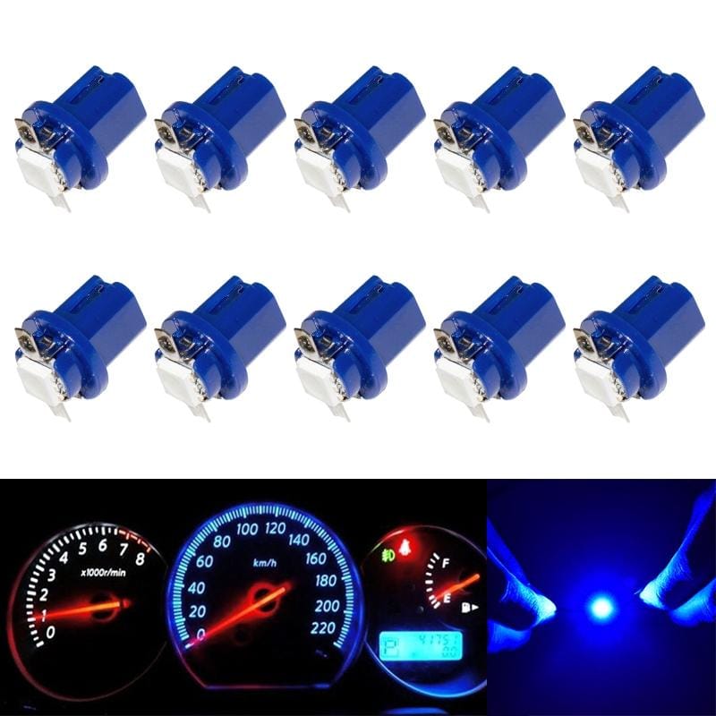 10 PCS T8.5 5050 Led 1 SMD Car Gauge Dash Bulb Dashboard Instrument Light Wedge Interior Lamp (Blue)