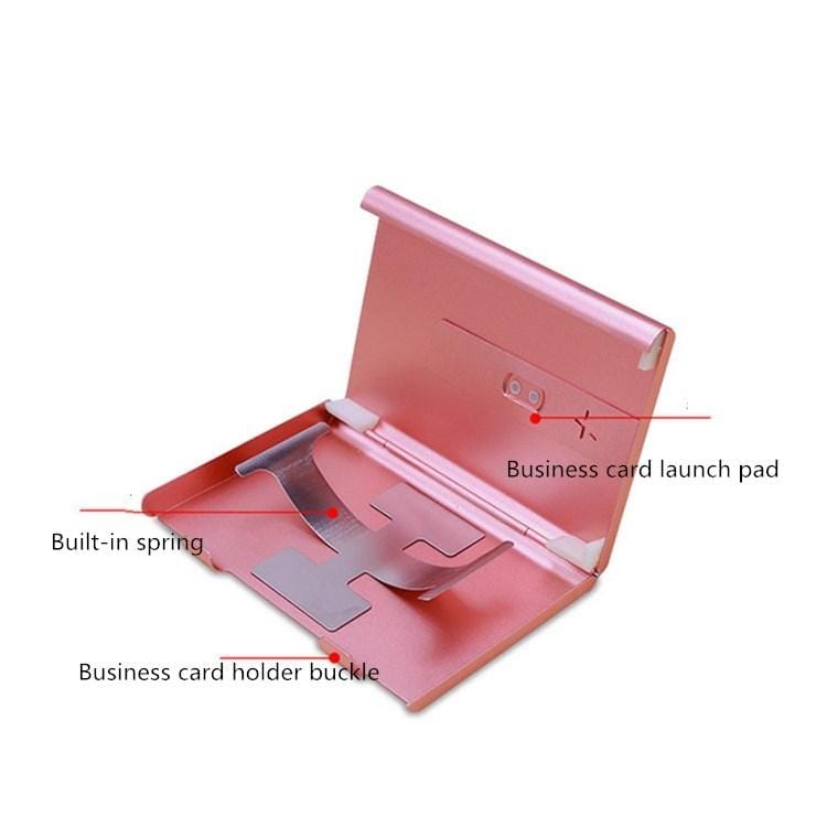 Metal Portable Push Card Case Ultra-thin Frosted Light Business Card Packing Box (Red)