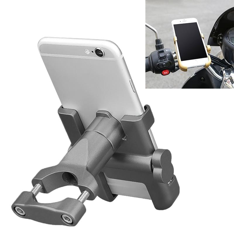 Motorcycle Handlebar Aluminum Alloy Phone Bracket, Suitable for 60-100mm Device (Grey)