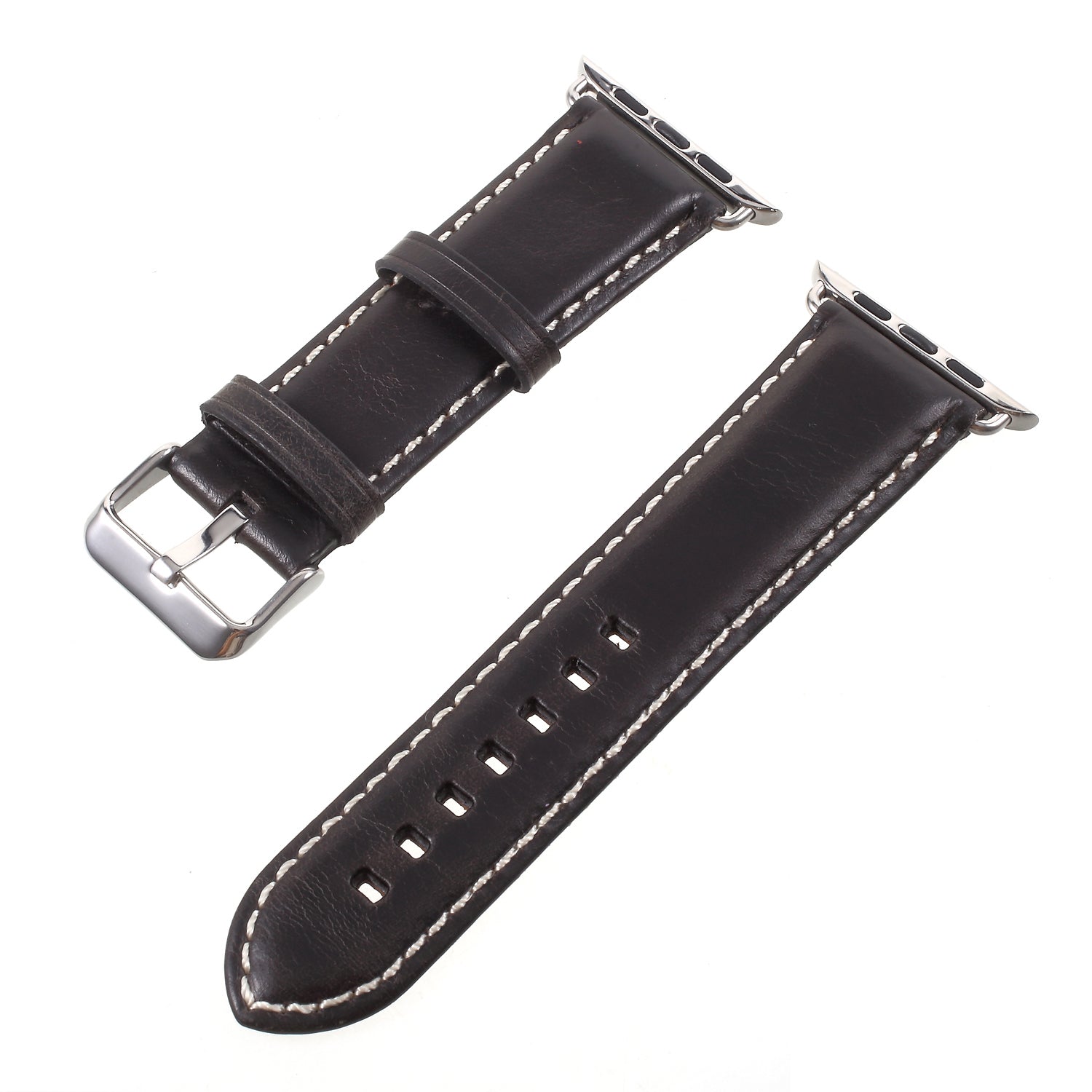 For Apple Watch Series 8 45mm / Ultra 49mm / 7 45mm / Series 6 / SE / SE (2022) / 5 4 44mm, Series 3 / 2 / 1 42mm Vintage Oil Wax Genuine Leather Watch Band - Black - UNIQBUY
