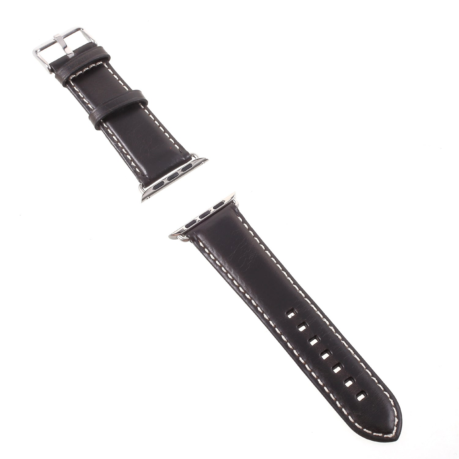 For Apple Watch Series 8 45mm / Ultra 49mm / 7 45mm / Series 6 / SE / SE (2022) / 5 4 44mm, Series 3 / 2 / 1 42mm Vintage Oil Wax Genuine Leather Watch Band - Black - UNIQBUY