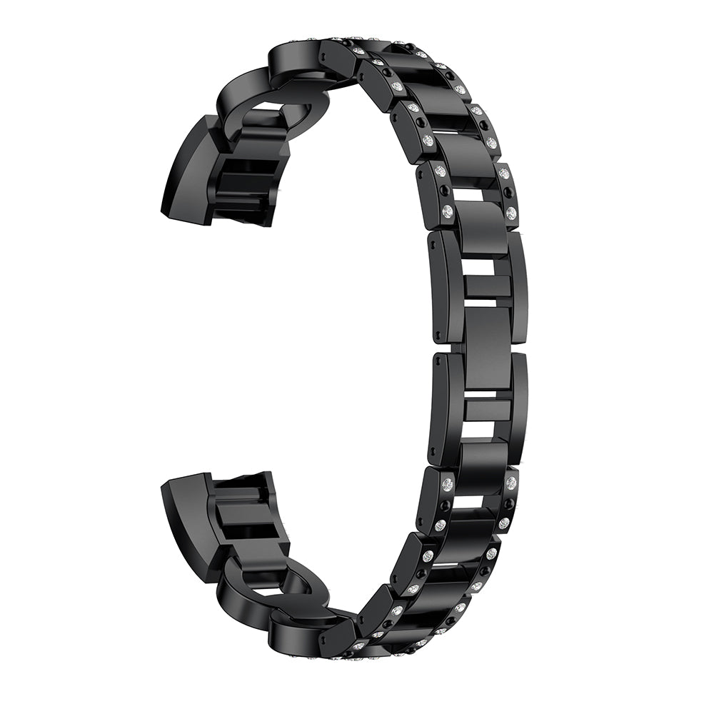 8-shape Rhinestone Decor Alloy Watch Band for Fitbit Alta - Black