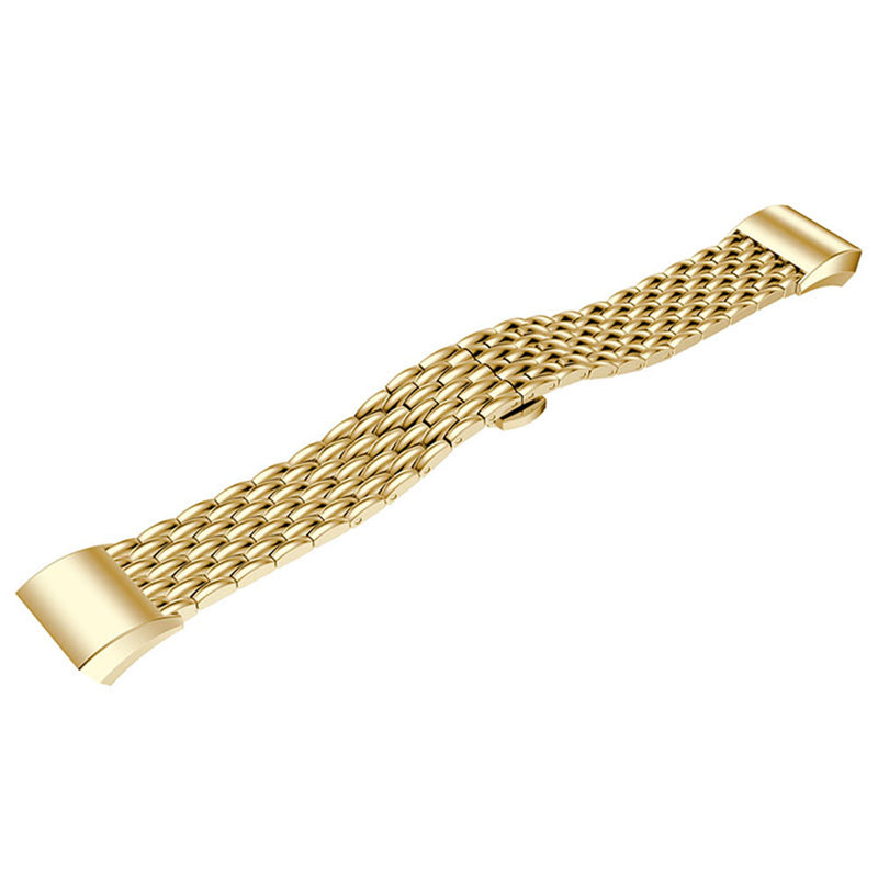 Luxury Stainless Steel Dragon Texture Band Watch Band Strap for Fitbit Charge 2 - Gold