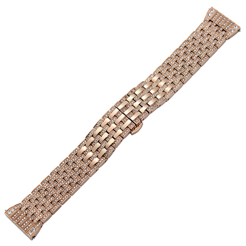 20mm Shiny Rhinestone Decor Stainless Steel Watch Strap with Butterfly Buckle for Samsung Gear S2 Classic - Rose Gold