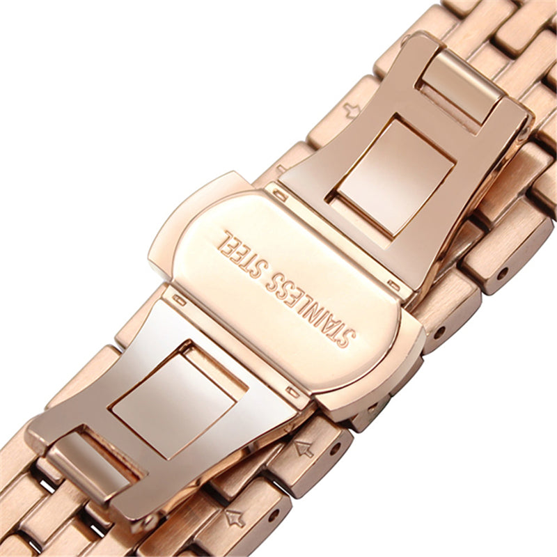 20mm Shiny Rhinestone Decor Stainless Steel Watch Strap with Butterfly Buckle for Samsung Gear S2 Classic - Rose Gold