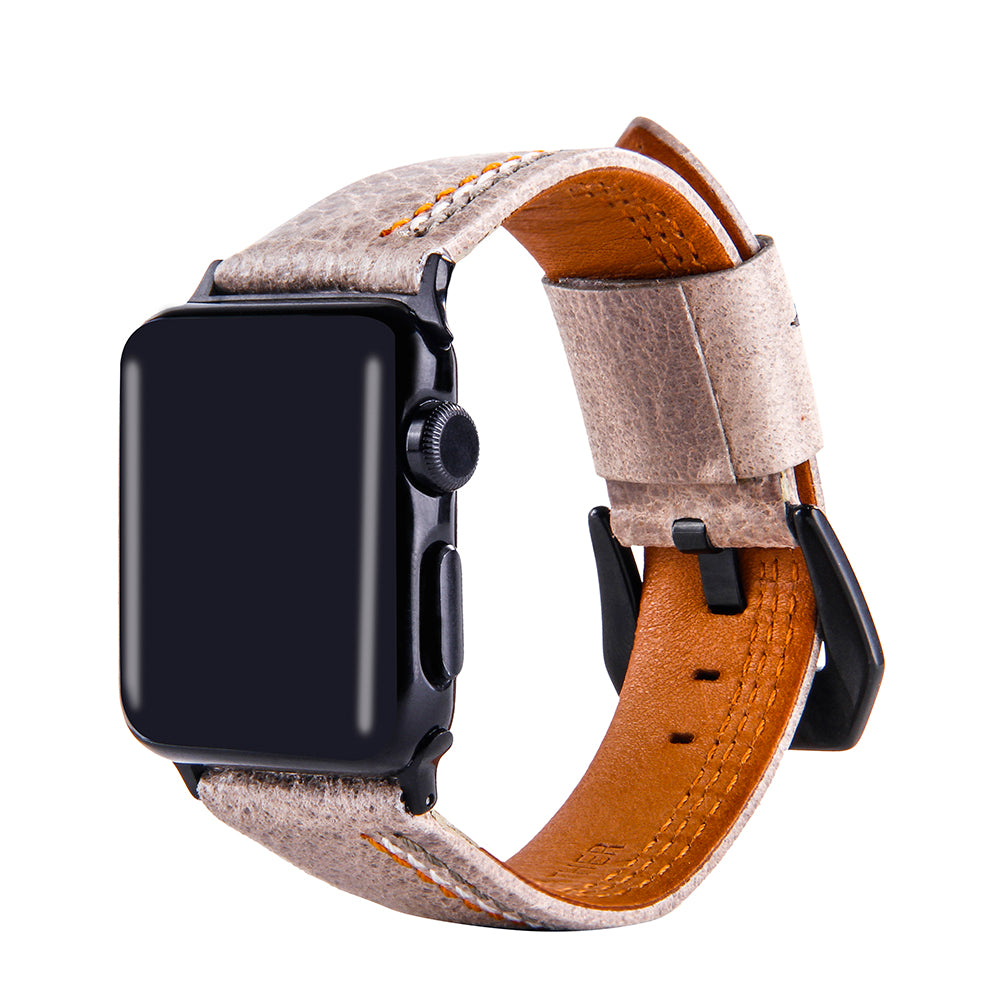 Cowhide Genuine Leather Watch Strap Accessory for Apple Watch Series 8 45mm / Ultra 49mm / 7 45mm / Series 6 SE / SE (2022) / 5 4 44mm / 3 / 2 / 1 42mm - Grey