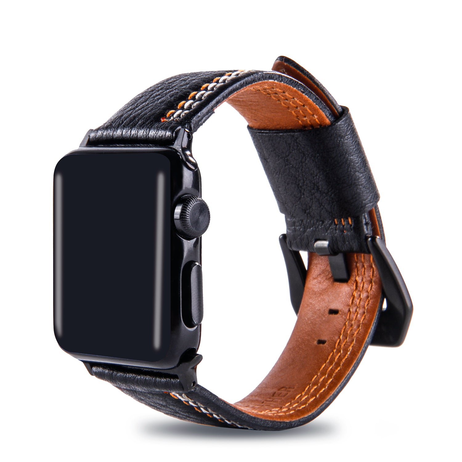 Cowhide Genuine Leather Watch Band Accessory for Apple Watch Series 8 45mm / Ultra 49mm / 7 45mm / Series 6 SE / SE (2022) / 5 4 44mm / 3 / 2 / 1 42mm - Black