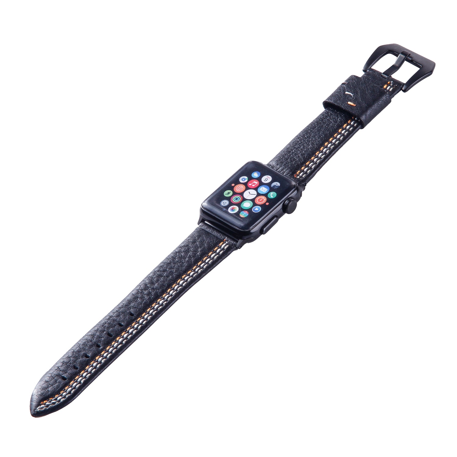 Cowhide Genuine Leather Watch Band Accessory for Apple Watch Series 8 45mm / Ultra 49mm / 7 45mm / Series 6 SE / SE (2022) / 5 4 44mm / 3 / 2 / 1 42mm - Black