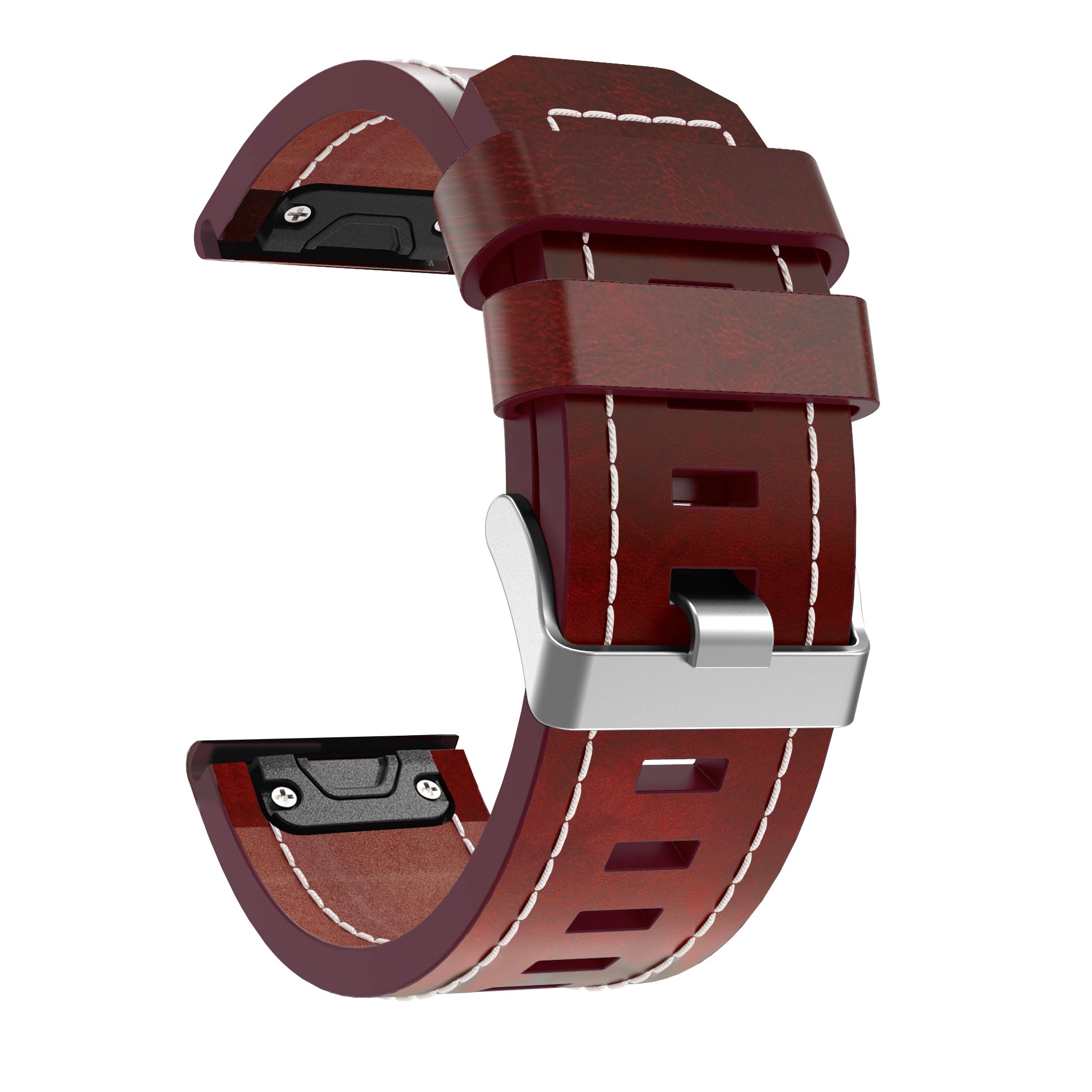 Line-stitched Imitation Leather Watch Strap Band Bracelet Replacement for Garmin Fenix 5X