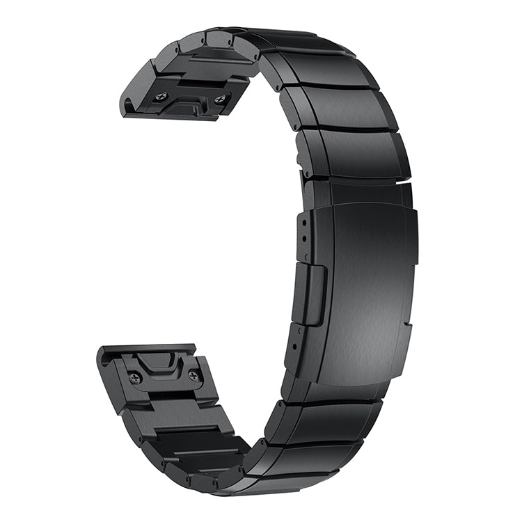 Stainless Steel Bracelet Link Chain Watch Band with Quick Fit Push Buckle for Garmin Fenix 5 195mm - Black