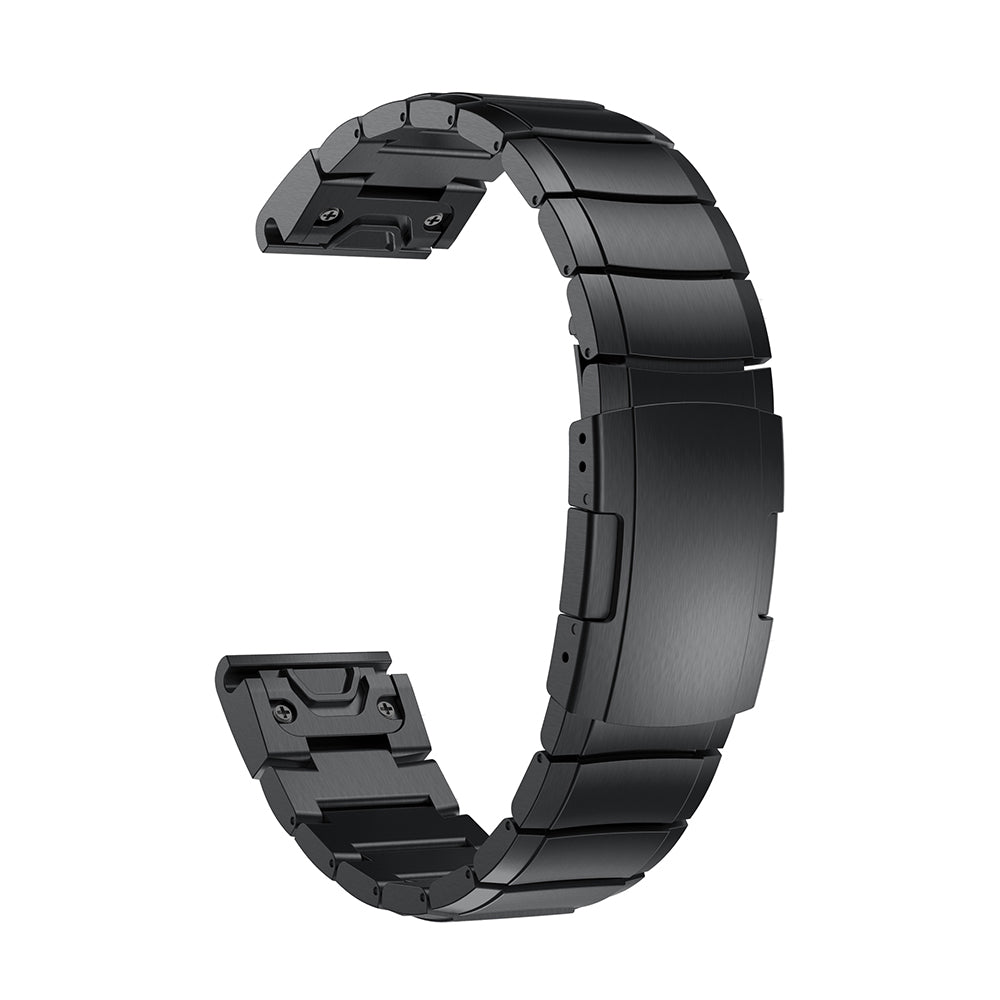 Stainless Steel Watch Wrist Strap with Butterfly Buckle for Garmin Fenix 5X - Black
