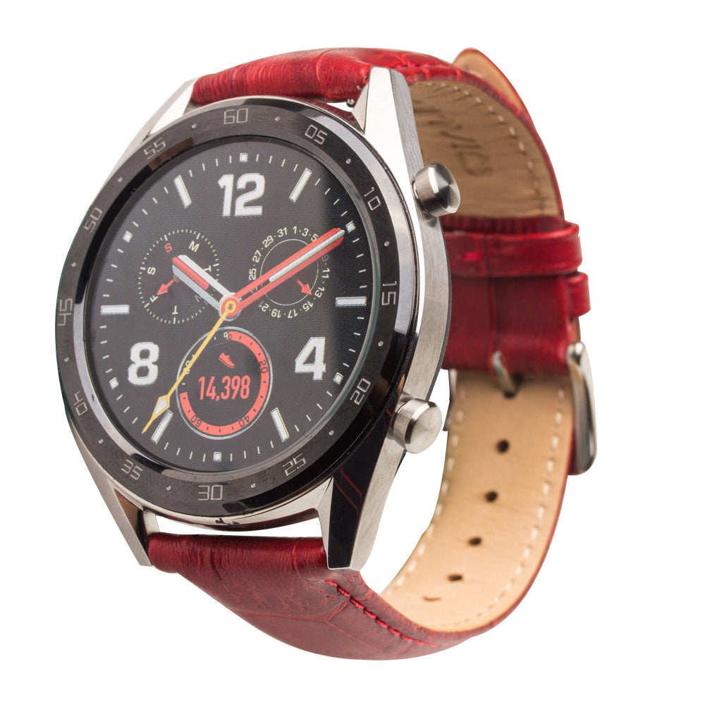 QIALINO 22mm Genuine Leather Watch Band for Huawei Watch 2 Pro / GT Porsche Design - Red