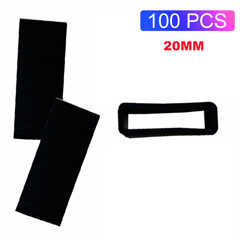 100PCS/Pack Silicone Buckle Ring Loop Holder for Smart Bracelet Watch Band, Size: 20mm - Black