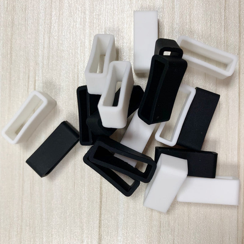 100PCS/Pack Silicone Buckle Ring Loop Holder for Smart Bracelet Watch Band, Size: 22mm - Black