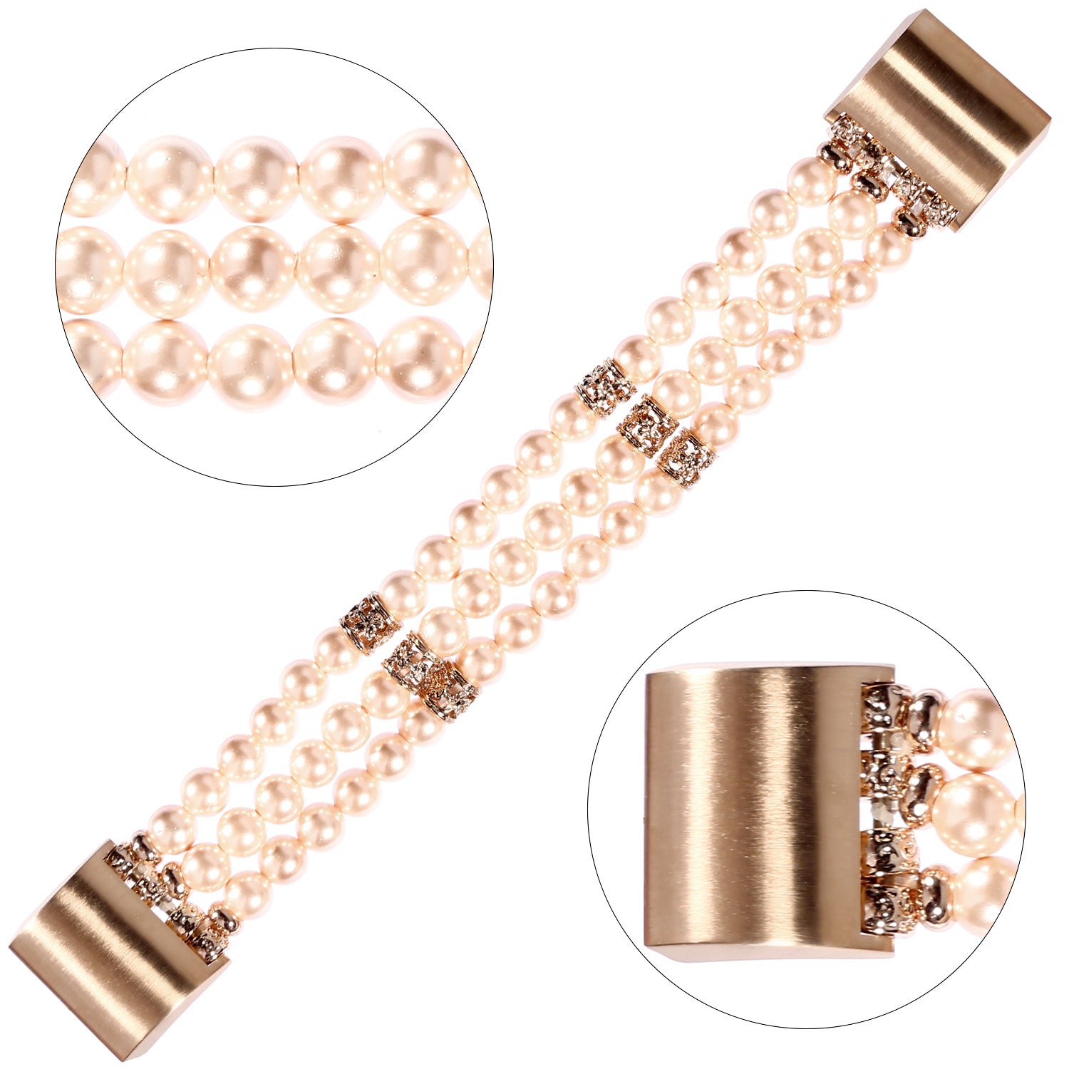 Stretchy Pearls Jewelry Bracelets Replacements Strap for Fitbit Charge 2 - Pink