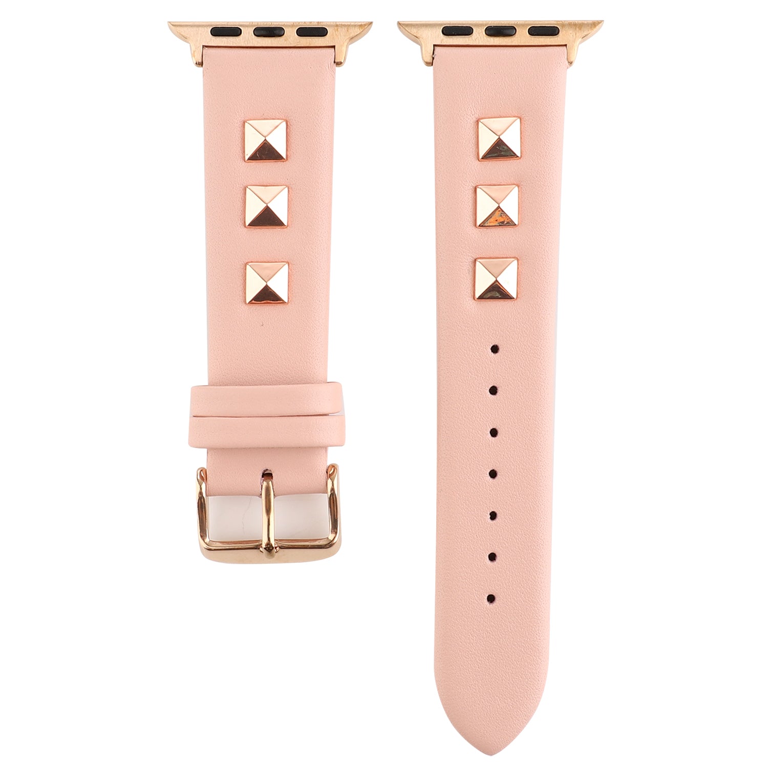 Genuine Leather Watch Strap Smart Watch Band Watchband with Rose Gold Fastener for Apple Watch Series 8 7 41mm / Series 6 SE / SE(2022) 5 4 40mm / Series 3 2 1 38mm - Pink