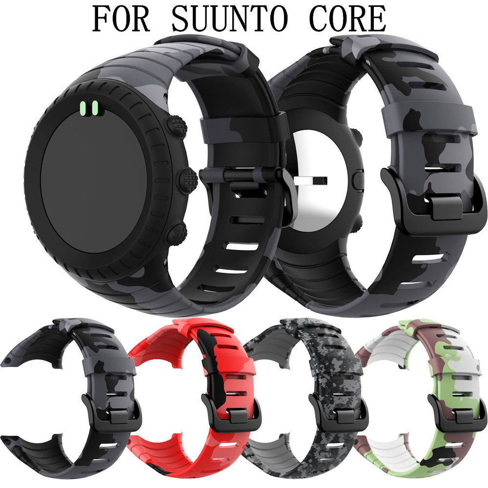 Camouflage Silicone Smart Watch Band for Suunto Core - Red