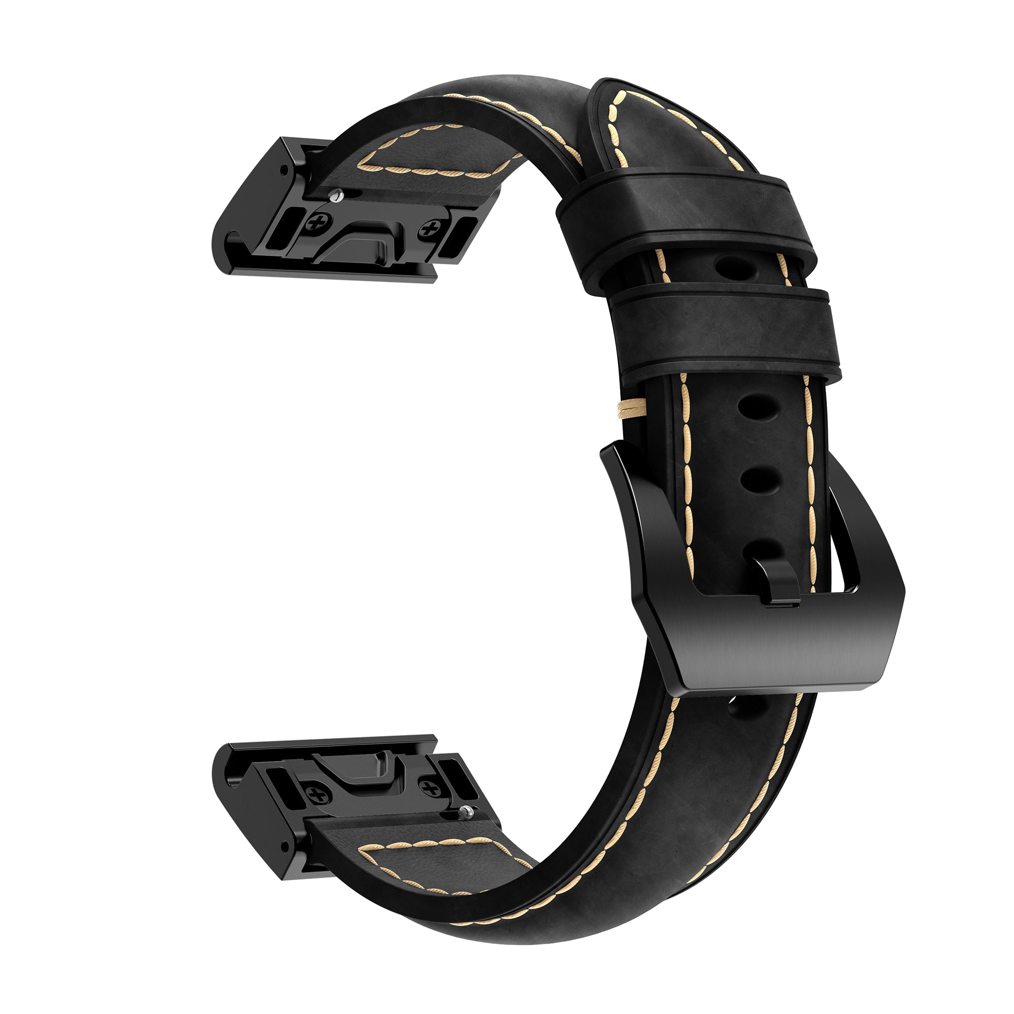 For Garmin Fenix 5X Genuine Leather Watch Band Adjustable Wrist Strap Replacement - Black