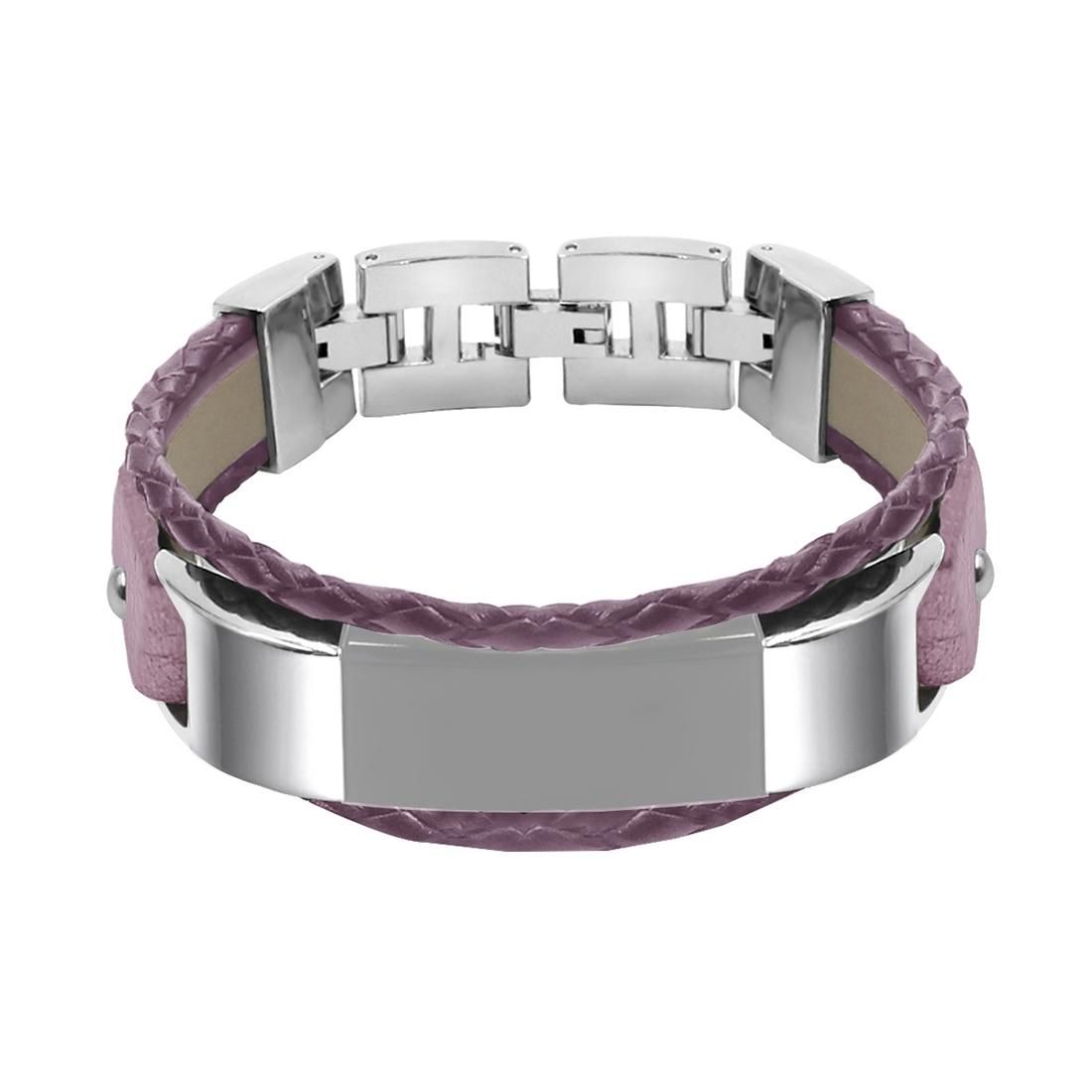 For Fitbit Alta HR Smart Bracelet Woven Double Loop Leather Strap Watchband, Size:L (Pink Gold)