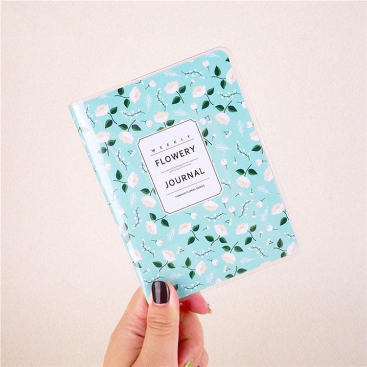 PVC Notepad Color Inner Page Week Plan A6 Pocket Hand Ledger (Green Floral)