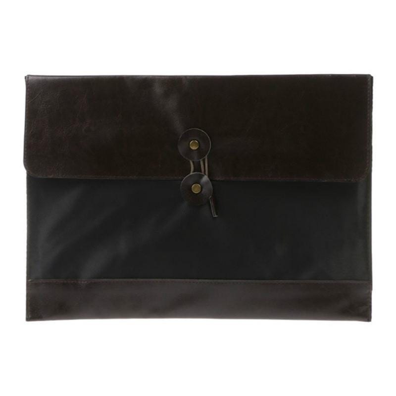 A4 Organ Bag PU Leather Document Bag Briefcase Storage Bag Office Folder (Dark Brown)
