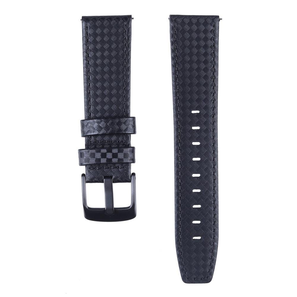 Carbon Fiber Texture Top-grain Leather Wrist Watch Band for Samsung Gear S3 22mm (Blue)