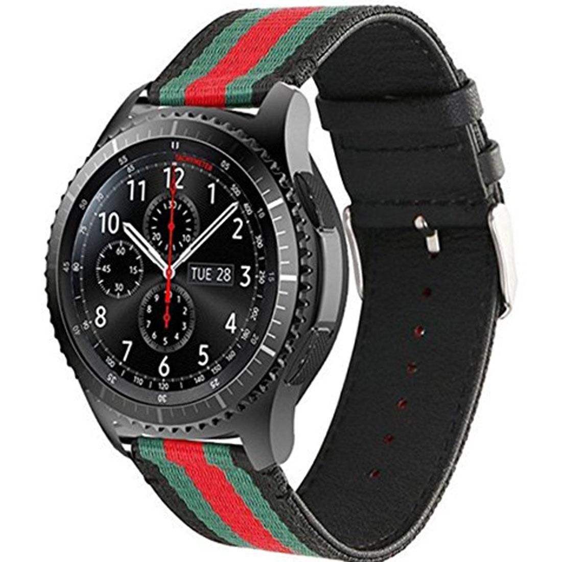 For Samsung Gear S3 Simple Fashion Nylon Genuine Leather Watchband (Black)