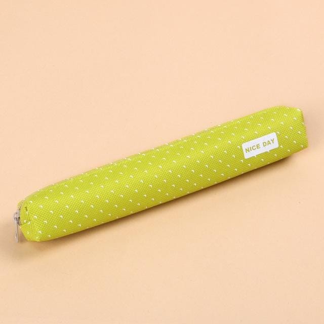 Kawaii Small Fresh Long Strips Candy Color Canvas Zipper Pencil Case (Green)