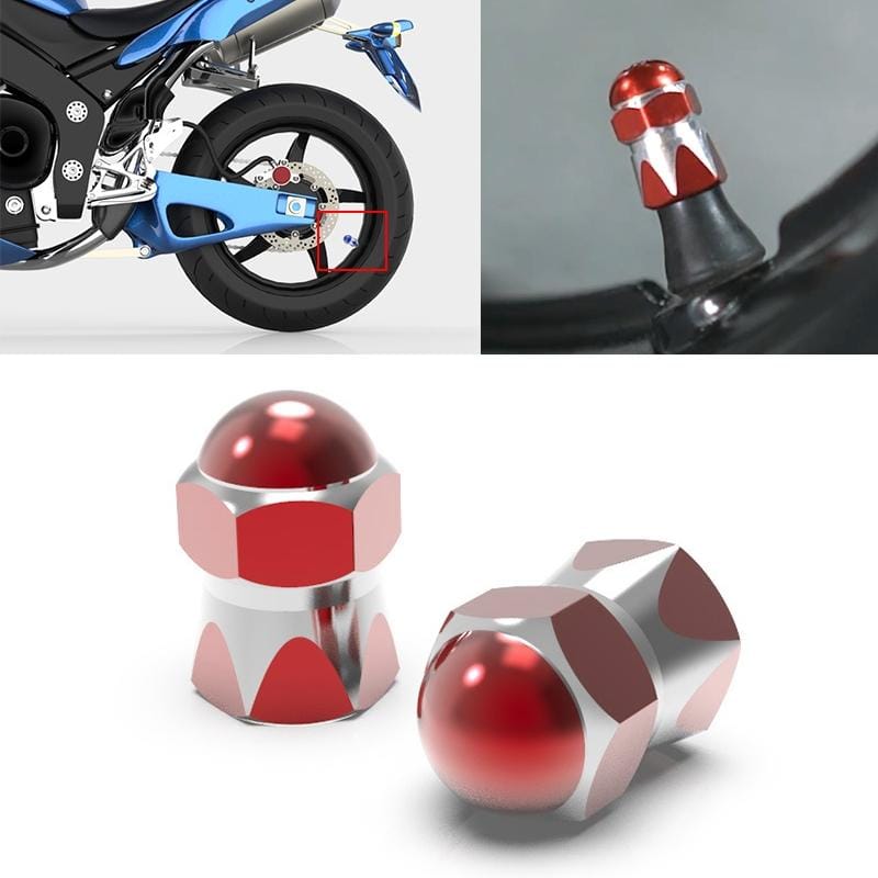 2 PCS Motorcycles Gas Cap Mouthpiece Cover Tire Cap Tire Valve Caps (Red)