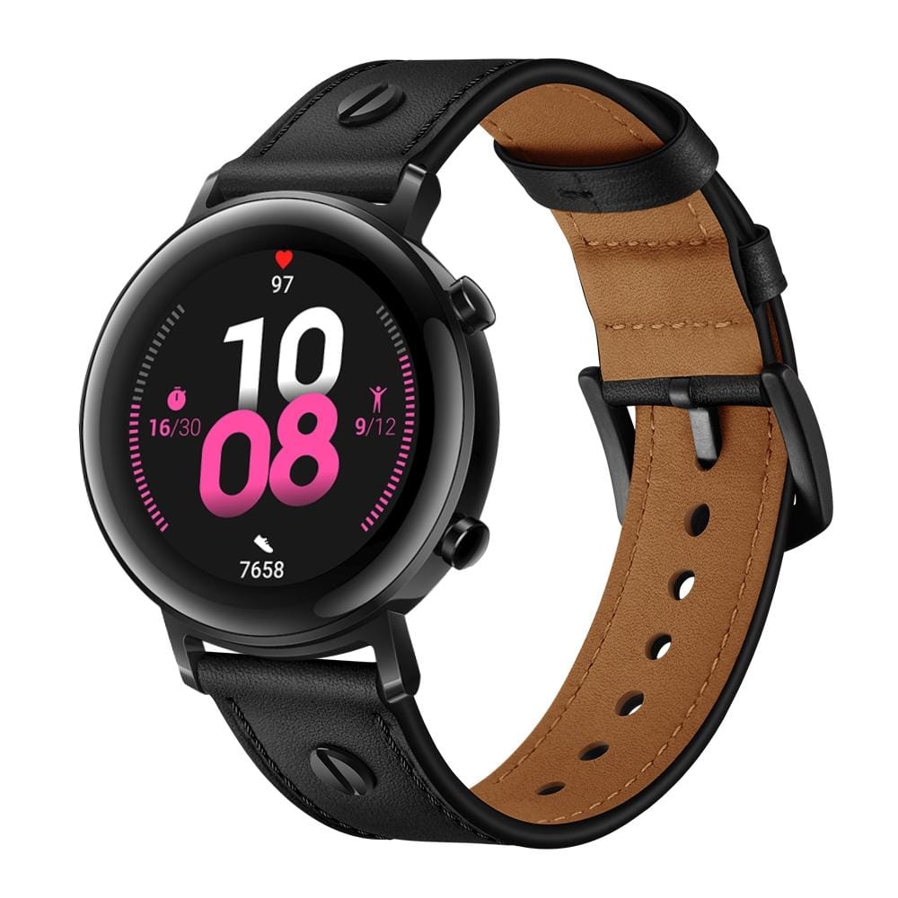 22mm For Huawei Watch GT2e / GT2 46mm Strap Leather Strap (Black)
