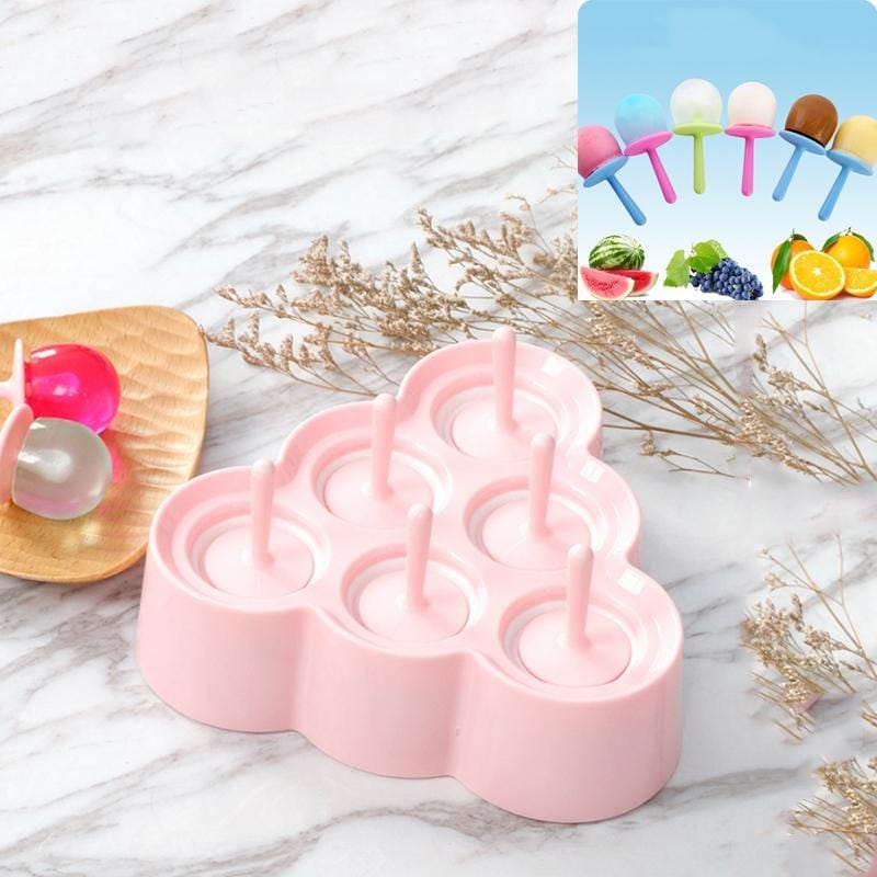 Mini DIY Creative Popsicle Mould Environmentally Friendly Silicone Ice Cube Ice Cream Mould, Style:Triangle (Pink)